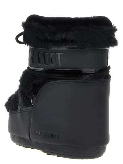 Moon Boot Iconic Faux Fur Ankle Boots With Lace-up Detail In Black