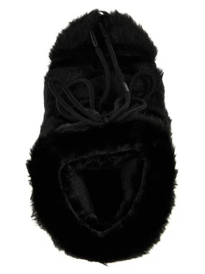 Moon Boot Iconic Faux Fur Ankle Boots With Lace-up Detail In Black