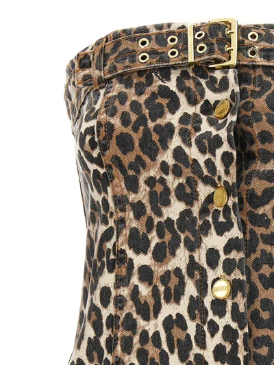 Ganni Print Denim Corsage Leopard