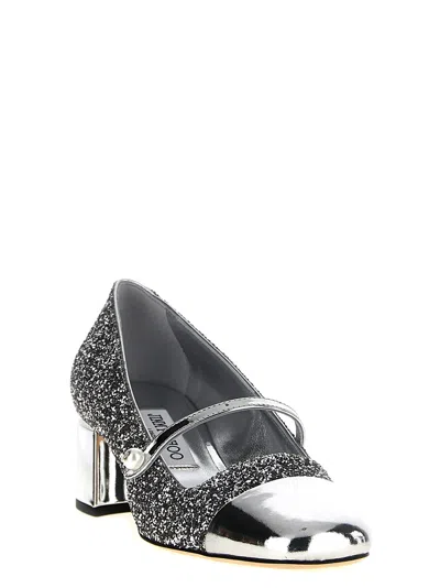 Jimmy Choo Glitter Mary Jane Pumps With Metallic Accents