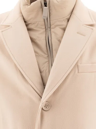 Herno Classic Beige Wool Jacket With Natural Insulation In Tan