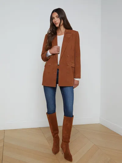 L'agence Aimee Suede Blazer In Cognac