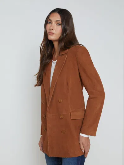 L'agence Aimee Suede Blazer In Cognac