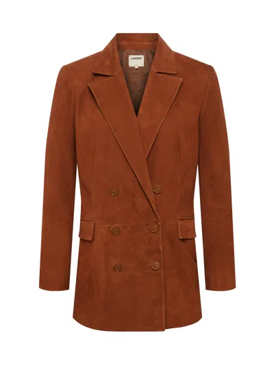 L'agence Aimee Suede Blazer In Cognac