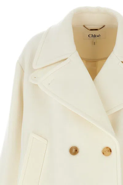 Shop Chloé Women Double-breasted Coat In White