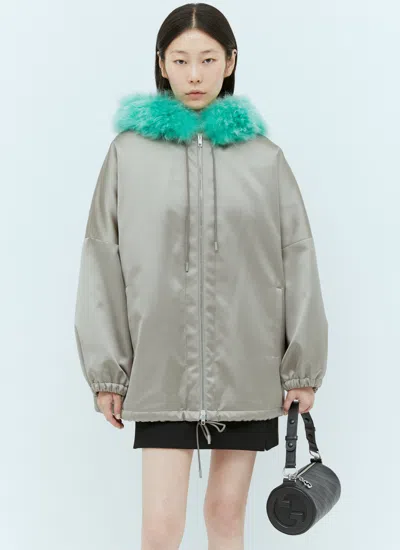Gucci Satin Bomber Jacket In Gray