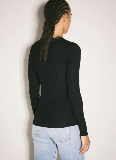 Saint Laurent Laced Cardigan In Ribbed Silk In Black