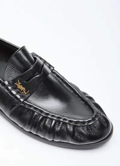 Shop Saint Laurent Women Le Loafer Penny Slippers In Black
