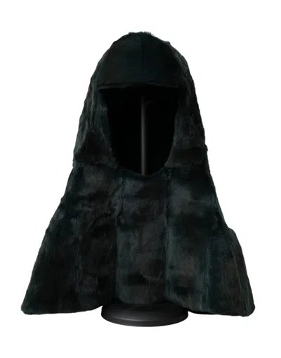 Dolce & Gabbana Black Weasel Fur Whole Head Wrap Hat In Black