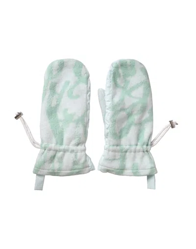Dolce & Gabbana White Nylon Fleece Wrist Length Mitten Gloves In White