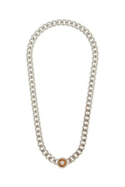 Versace Men's Medusa Chain Necklace With Pendant In Argento