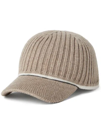 Brunello Cucinelli Stripe-detail Knitted Cap In Dove Grey