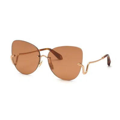 Roberto Cavalli Glamorous Goldtone Aviator Sunglasses In Gold