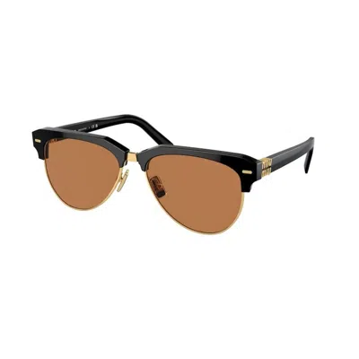 Miu Miu Logo-lettering Navigator-frame Sunglasses In Black