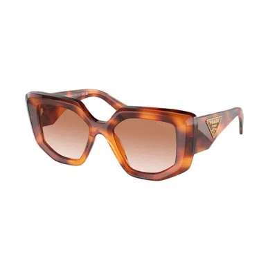Prada Brown Gradient Irregular Ladies Sunglasses Pr 14zs 18r70e 50 In Brown