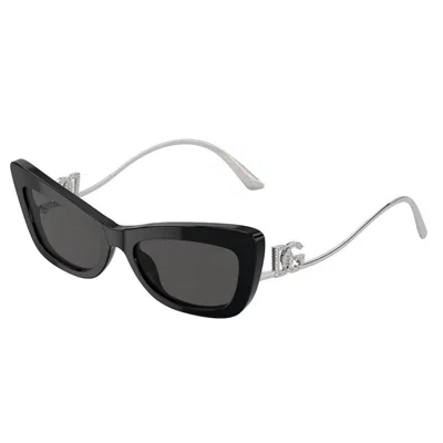 Dolce & Gabbana Dg4467b Prescription Compatible Cat Eye Sunglasses, 55mm In Black
