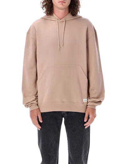 Saint Laurent Oversized Hoodie With Kangaroo Pocket And Ribbed Finish In Nude Rose