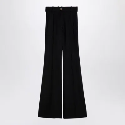 Patou Flared Wool Blend Bell Bottom Trousers In Black