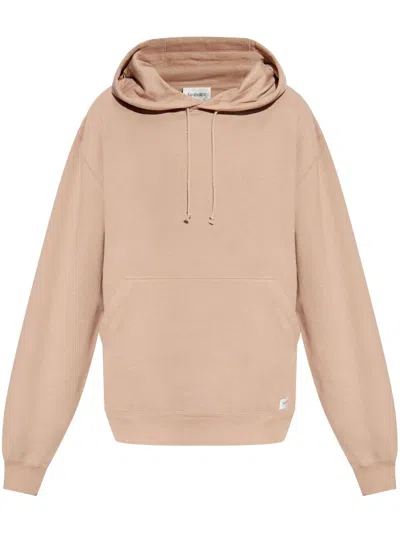 Saint Laurent Oversized Hoodie With Kangaroo Pocket And Ribbed Finish In Nuderose