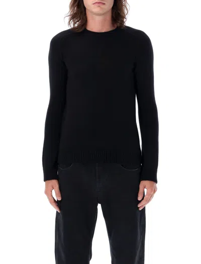 Saint Laurent Distressed-effect Crew Neck Jumper In Black