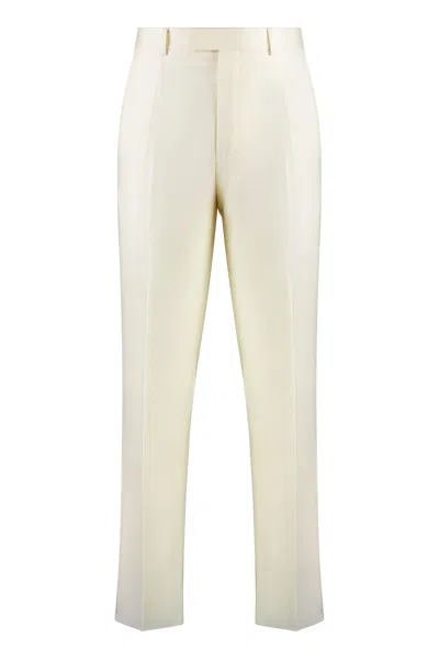 Zegna Wool Chino Pants Featuring Pockets In Nude
