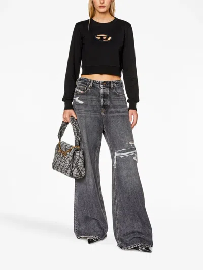Diesel Cropped Sweatshirt With Distinctive Logo Detail In Black