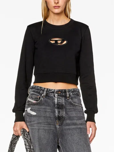 Diesel Cropped Sweatshirt With Distinctive Logo Detail In Black