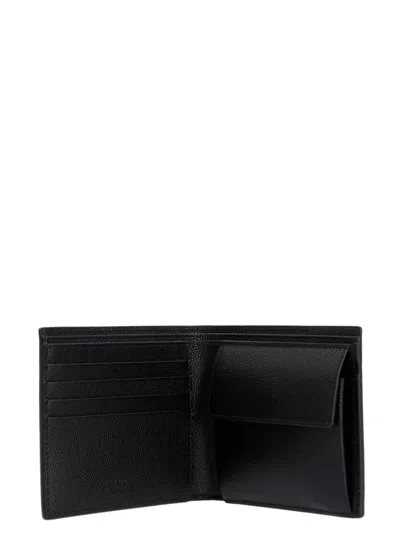 Saint Laurent Leather Bifold Billfold Wallet With Crocodile Embossing