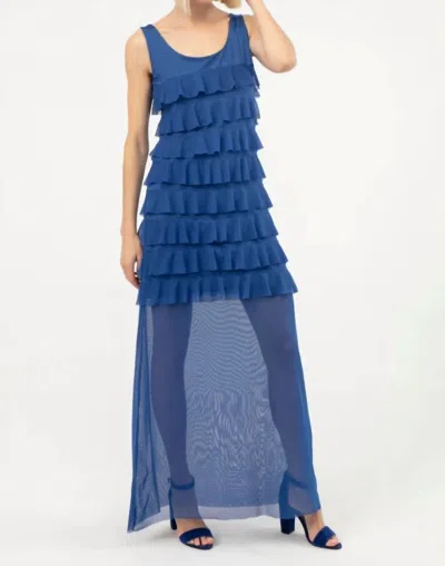 Isle By Melis Kozan Mesh Maxi Cha Cha Dress In Azure Mesh In Multi