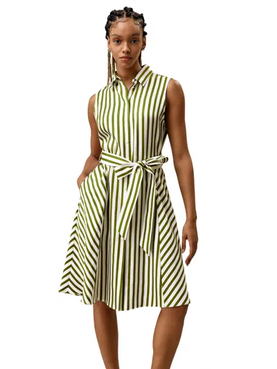 Lilysilk Silk Striped Sleeveless Dress In Multi