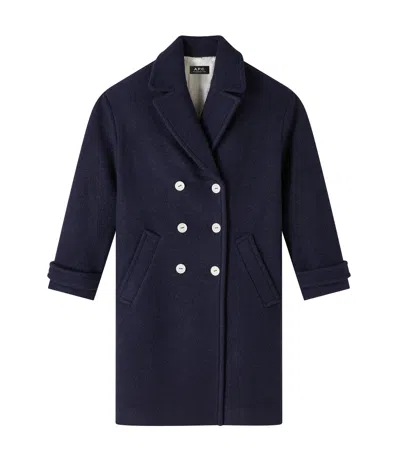 Apc Nola Coat In Iak - Dark Navy Blue