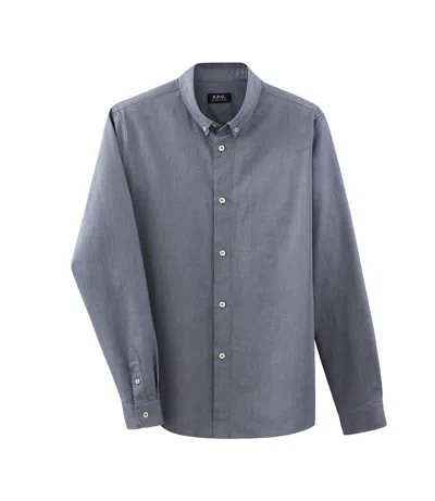 Apc Greg Button-down Shirt In Iak - Navy