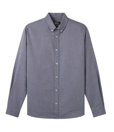 Apc Greg Button-down Shirt In Iaj - Navy Blue
