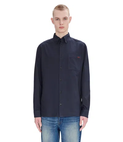 Apc A.p.c. Mateo Oversize Button-down Shirt In Iak - Dark Navy Blue