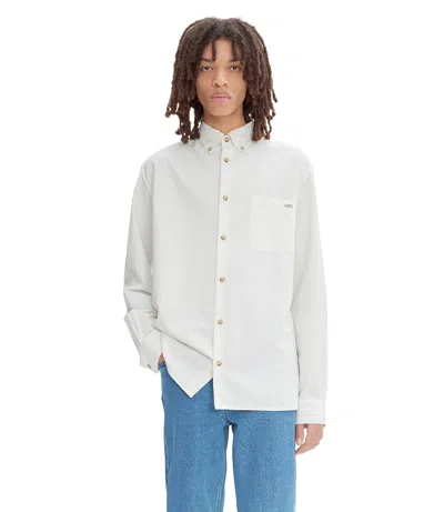 A.p.c. Classic Button-down Shirt With Subtle Logo Detail In Multi