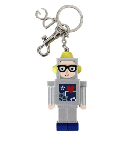 Dolce & Gabbana Multicolor Astronaut Space Metal Logo Keyring Keychain In Multicolor