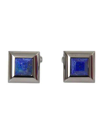 Dolce & Gabbana Silver Plated Brass Pin Crystal Cufflinks In Silver