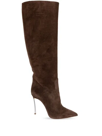 Shop Casadei Blade 100mm Boots In Brown