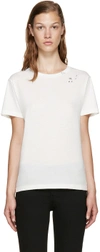Saint Laurent Classic Short Sleeve T-shirt In Ivory And Black Sl Musical Notes Printed Cotton Jersey