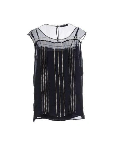 Shop Prada Silk Top In Dark Blue