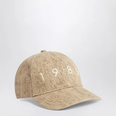 1989 Studio Flocked Denim Cap With Metal Detail In Brown
