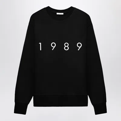 1989 Studio Brushed Cotton Crew Neck Sweatshirt With Embossed Logo In Black