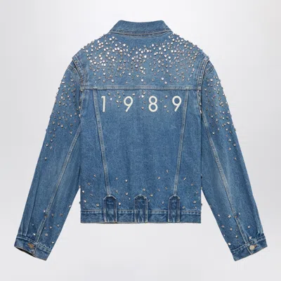 1989 Studio Denim Trucker Jacket Crystals Blue In Light Blue