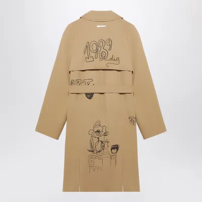 1989 Studio Embroidered Trench Scribble