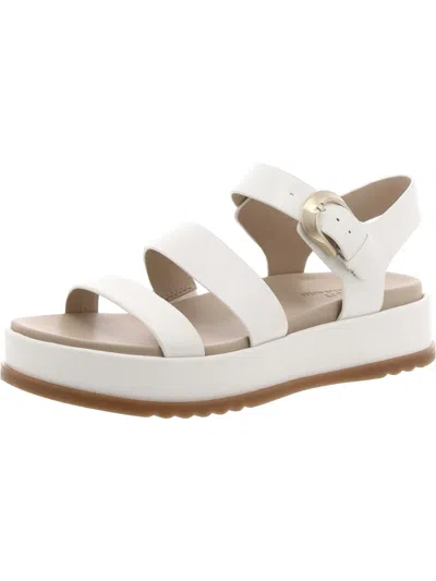 27 Edit Zizi Womens Faux Leather Round Toe Ankle Strap In White