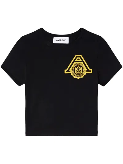 Ambush Cropped Ribbed Cotton T-shirt With Short Sleeves