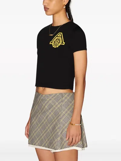 Ambush Cropped Ribbed Cotton T-shirt With Short Sleeves