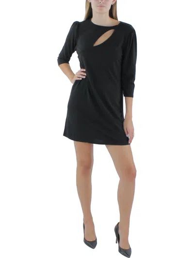Ny Collection Womens Stretch Keyhole Mini Dress In Black