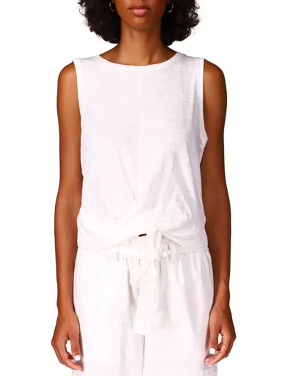 Sanctuary Womens Heathered Crewneck Tank Top In White