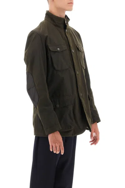 Barbour Olive Solid Mandarin Collar Jacket In Green